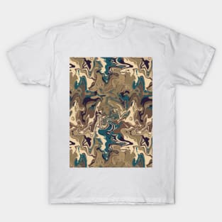 Quiet Coffee Shop Marble - Digital Paint Spill T-Shirt